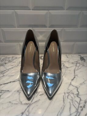 ALL SAINTS Metallic Silver Heels- Brand New